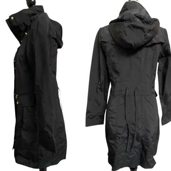 Cole Haan Signature Back Bow Packable Hooded Raincoat – Black XS - Picture 10 of 16